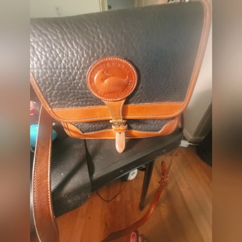 Dooney & Bourke Black and Brown Messenger Bag with Buckle Closure - Picture 2 of 16